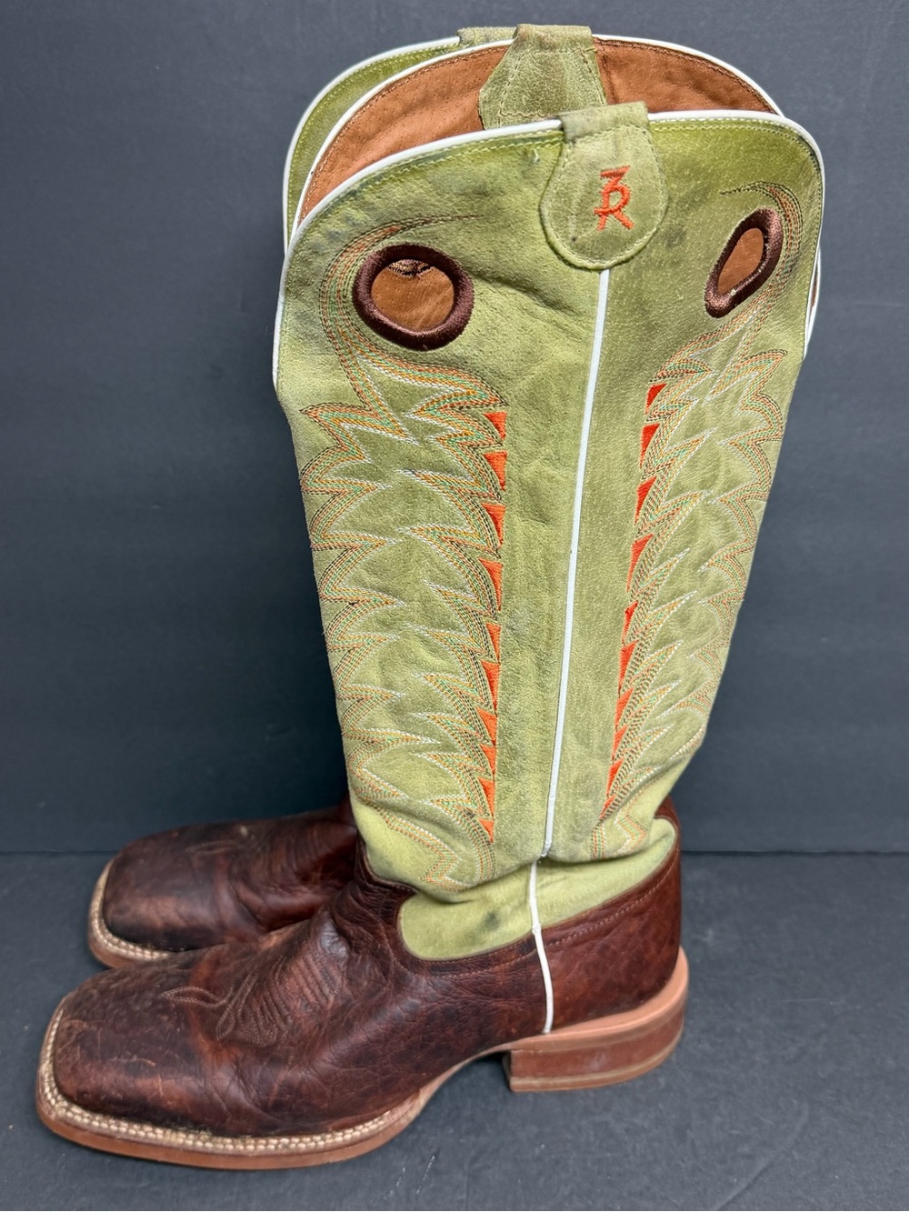 Tony Lama 3R Bucakroo 16” Square Toe Cowboy Western Boots Size 10 D RARE